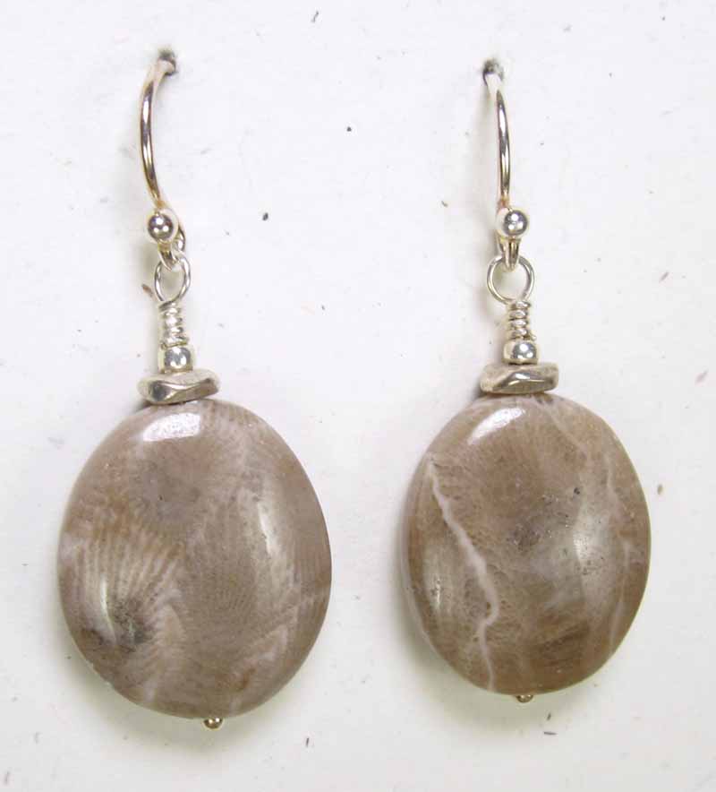 Large Natural Petoskey Stone Earrings